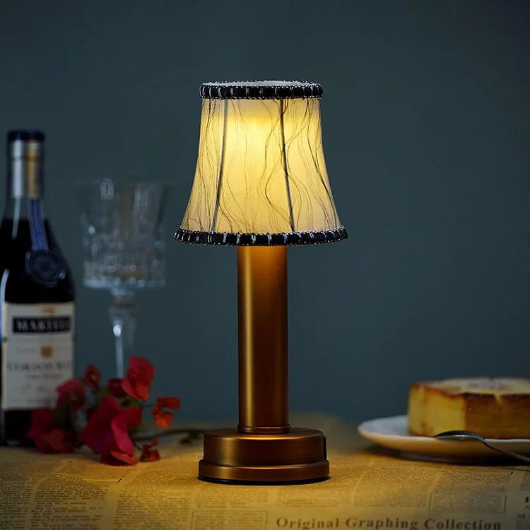 VelloGlow | Kabellose LED-Tischlampe mit Stoffschirm