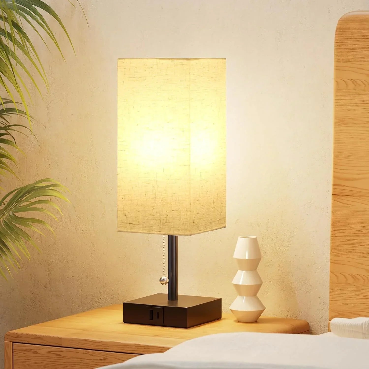 SkaraCove | Dimmbare Tischleuchte mit 3 Lichtfarben & USB-Anschluss