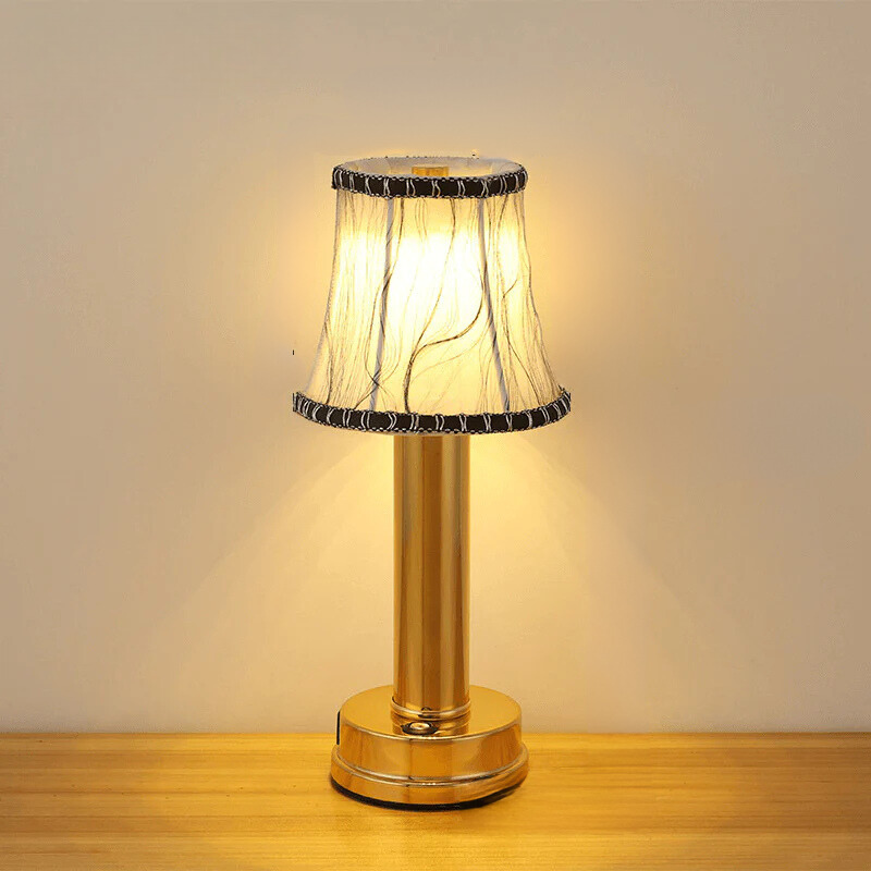 VelloGlow | Kabellose LED-Tischlampe mit Stoffschirm