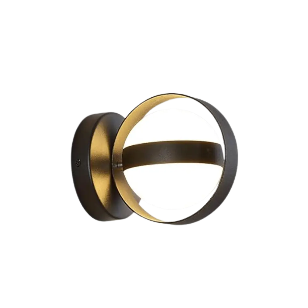 Noctis | Runde LED-Wandleuchte in Schwarz & Gold