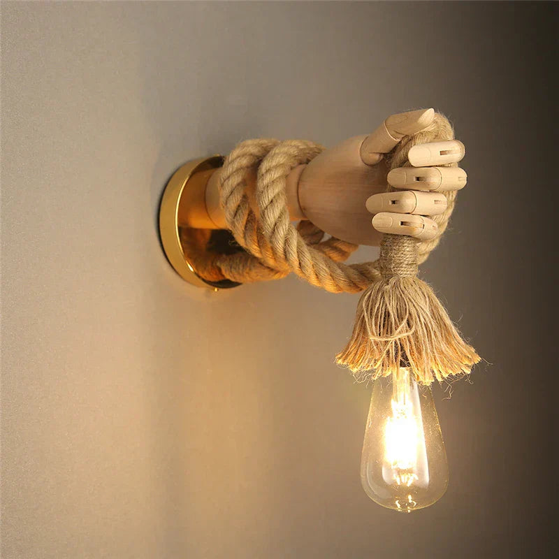 KnotWeave | Vintage Hanfseil-Wandleuchte