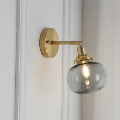 HestaPoint | Wandleuchte mit Zugschalter aus Glas und Eisen