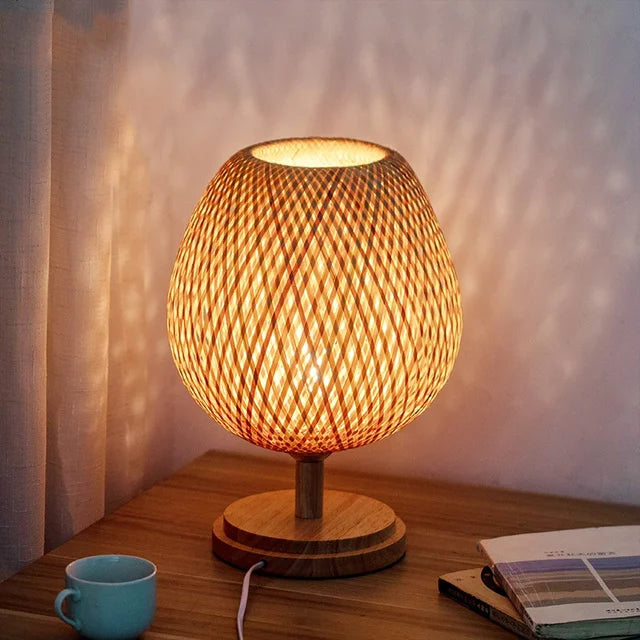CasaBamboo | Vintage Bambus-Tischlampe für Wohnzimmer