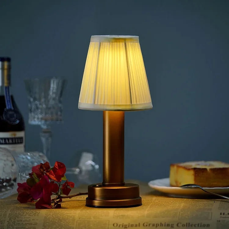 VelloGlow | Kabellose LED-Tischlampe mit Stoffschirm