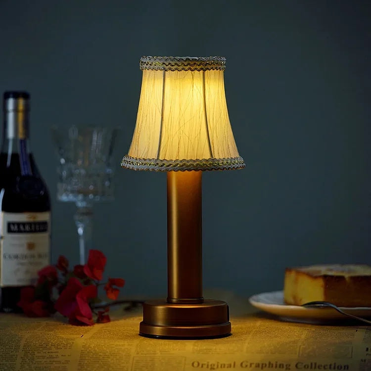 VelloGlow | Kabellose LED-Tischlampe mit Stoffschirm